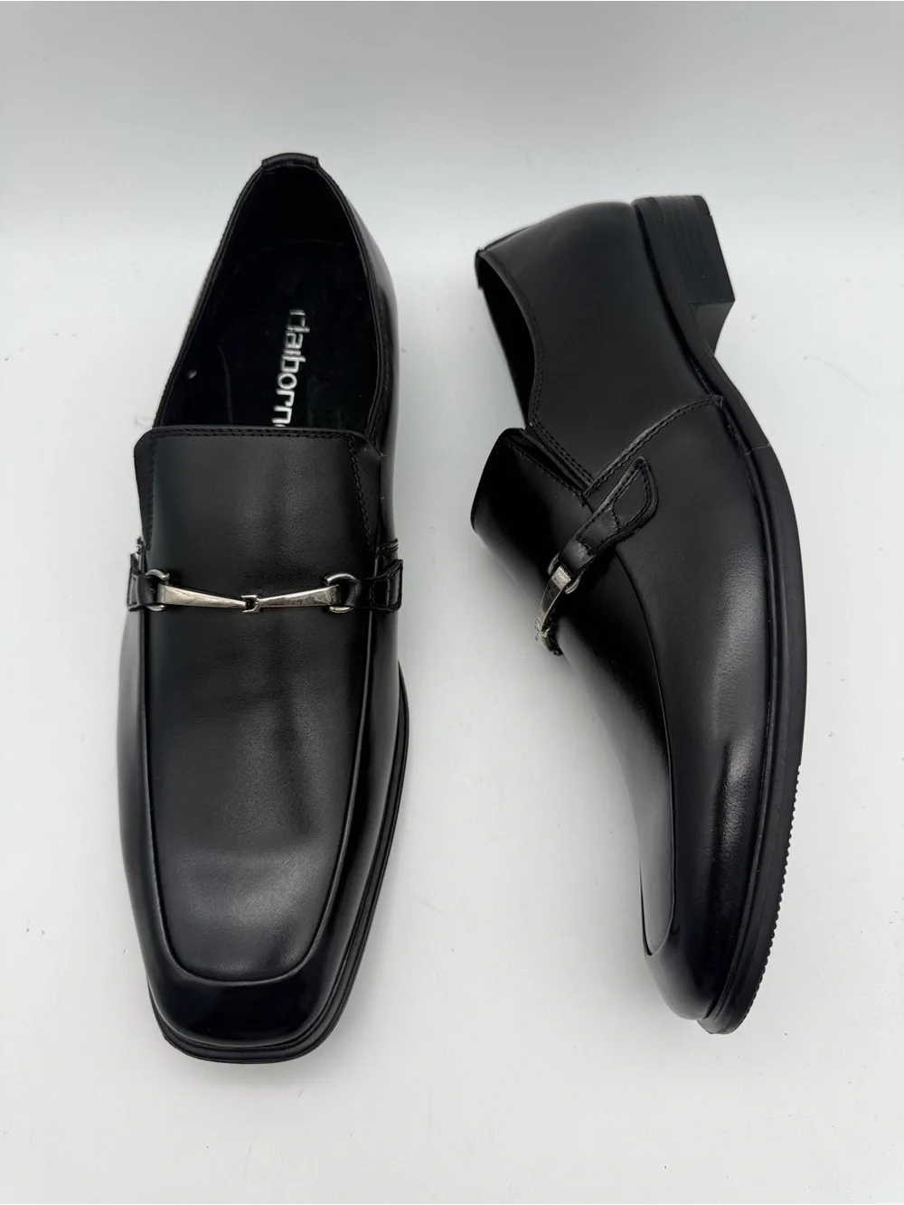 BRAND NEW Claiborne Wilhem Men's Black Leather Loafers Silver Bit Size 10 M